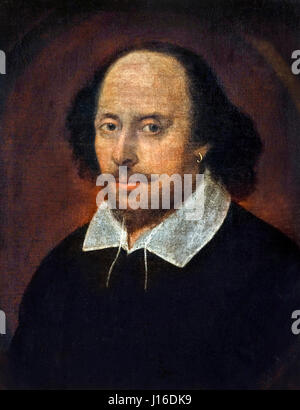 William Shakespeare, der Chandos-Porträt. Gemälde von William Shakespeare, John Taylor, Öl auf Leinwand, zugeschrieben c.1600-1610. Stockfoto