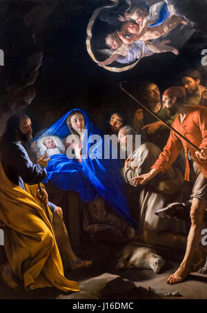 Weihnachtskrippe. "Die Anbetung der Hirten" von Philippe de Champaigne (1602-1674), Öl auf Leinwand, c.1645 Stockfoto