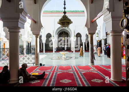 Innenhof der Zaouia Moulay Idriss II. Fes, Marokko, Nordafrika Stockfoto