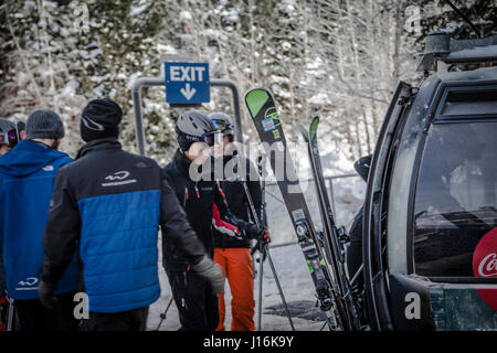 Seilbahn-Gondel-Skilifte in Whistler, Kanada Stockfoto