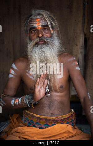 Varanasi heiliger Mann (Sadhu) Stockfoto