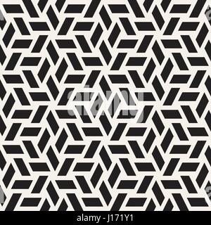 Kubische Gitter Tiling endlose elegante Textur. Abstrakten geometrischen Hintergrund-Design. Nahtlose Rhombus Formen schwarz-weiß Vektormuster. Stock Vektor