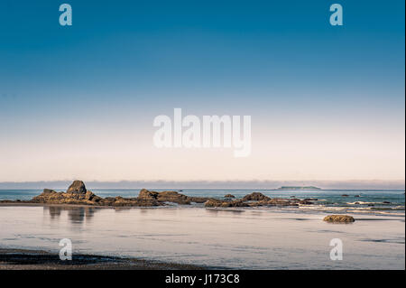 Felsen und Wellen am Pazifischen Ozean in Ruby Beach Olympic Nationalpark, Washington State, USA Stockfoto