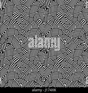 Digital Art Op-Art-Stil interlaced abstrakte geometrische Musterdesign Mosaik in schwarzen und weißen Farben Stockfoto
