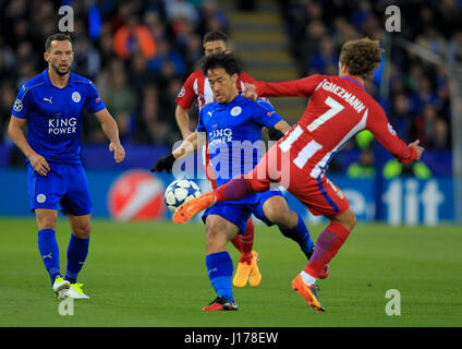 Leicester, UK. 18. April 2017. L20 in Aktion für Leicester während der UEFA Champions League Viertel Finale zwischen Leicester City FC und Atletico Madrid. Bildnachweis: Phil Hutchinson/Alamy Live-Nachrichten Stockfoto