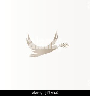 Isolierte abstrakte Bronzefarbe Vögel Silhouetten-Logo auf weißem Hintergrund, Flügel und Federn Elemente Schriftzug set Vektor-illustration Stock Vektor