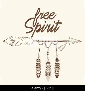 Freigeist Pfeil mit fearthers Stock Vektor