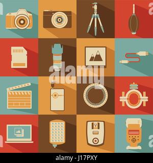 Eine Vektor-Illustration von Kamera-Icon-sets Stock Vektor