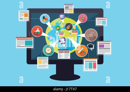 Eine Vektor-Illustration von Online-Bildung-Konzept Stock Vektor