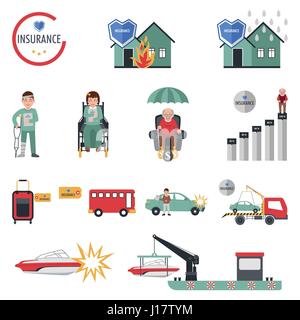 Eine Vektor-Illustration von Versicherungen Icon-sets Stock Vektor