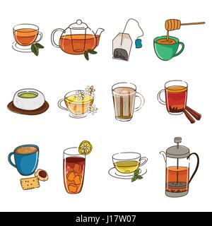 Eine Vektor-Illustration von Tee-Icon-sets Stock Vektor