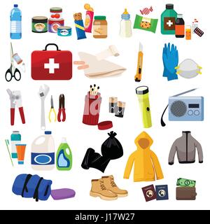Eine Vektor-Illustration von Survival-Kit-Icon-sets Stock Vektor
