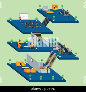 Eine Vektor-Illustration Business Menschen arbeiten im Büro in isometrische Stil Stock Vektor
