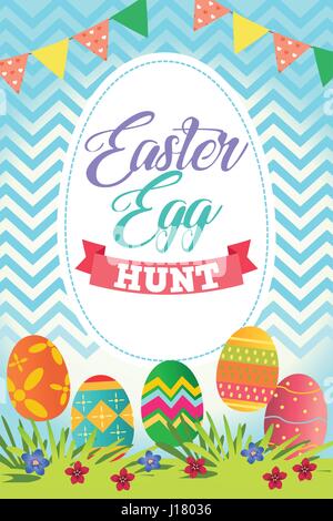 Eine Vektor-Illustration von Easter Egg Hunt Poster Stock Vektor