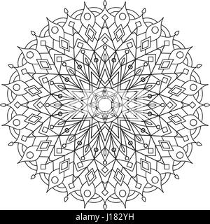 Coloring Book Mandala. Kreisen Sie Spitze Ornament, rundem ornamentalen Mandala-Muster, schwarz / weiß Design. Vektor für Malvorlagen Stock Vektor