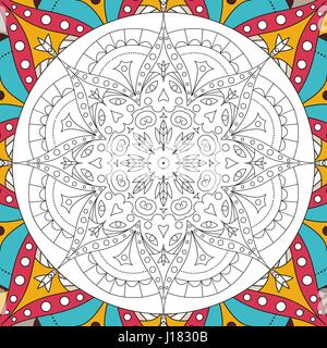 Druckbare antistress Malbuch Seite für Erwachsene - Mandala Design, Aktivitäten für ältere Kinder und Erwachsene entspannen. Vektor-Islam, Arabisch, Indisch, Osmanischen Motiven. Stock Vektor