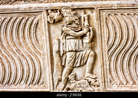 Detail der römischen Relief auf dem Grab in Ostia Antica - Rom, Italien Stockfoto