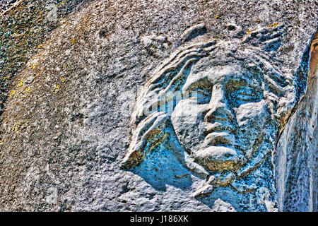 Römischen Flachrelief des Gesichts von Vittoria - antiken Ostia - Italien Stockfoto