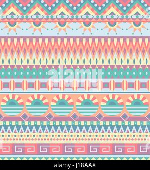 Ethnische Musterdesign. Geometrische tribal Ornament. Folk-Stil. Bunte abstrakte Hintergrund. Einsetzbar für Tapeten, Textilien, Stoffe, Verpackung Stock Vektor