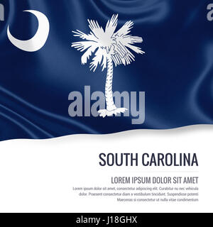 Flagge der US-Staat South Carolina winken auf einem isolierten weißen Hintergrund. Staatliche Name und den Textbereich für Ihre Nachricht. Stockfoto