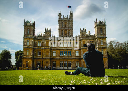 Highclere Castle, Hampshire, England. Lage für die BBC Serien Downton Abbey. Stockfoto