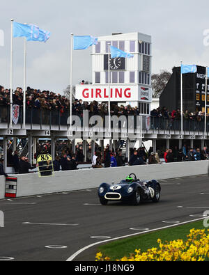 Martin Stretton, Lister-Jaguar knubbelige, Scott Brown Trophy, Goodwood 75. Mitgliederversammlung März 2017, Goodwood Motor Circuit, GRRC, Motorsport, Stockfoto