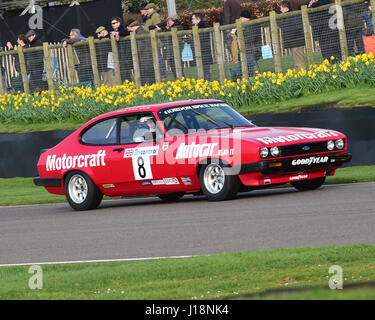 Mike Whitaker, Mike Jordan, Ford Capri III 3 Liter S, Gerry Marshall Trophy, Limousinen, Goodwood 75. Mitgliederversammlung März 2017, GRRC, Schaltung ra Stockfoto