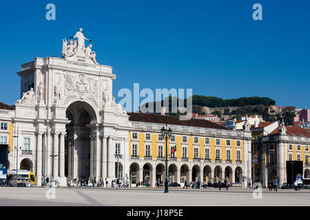 Arco da Rua Augusta, Praça do Comércio, Baixa, Lissabon, Portugal Stockfoto