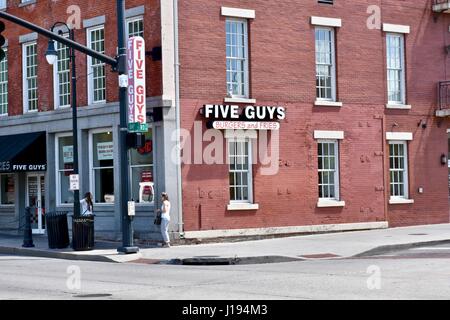 Fünf Jungs Burger und Pommes Frites, Savannah, GA, USA Stockfoto