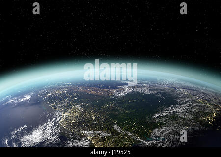 Ansicht der Erde aus dem Weltraum in 3D-Rendering. Elemente dieses Bildes, eingerichtet von der NASA Stockfoto