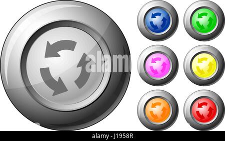 Tastensatz Recycling Kugel auf einem weißen Hintergrund. Vektor-Illustration. Stock Vektor