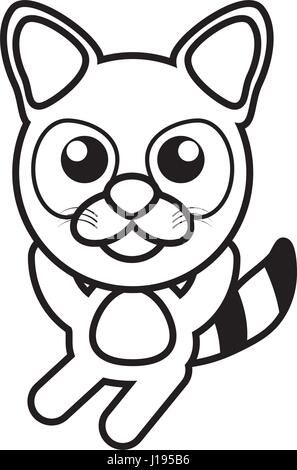 Cartoon Waschbär Tier Umriss Stock Vektor