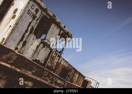 Alte Ruderboot in Puerto Natales Stockfoto