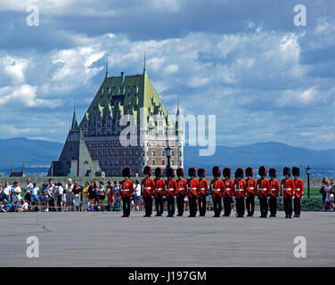 Ändern des Schutzes vor Chateau Frontenac, Quebec Stadt, Quebec, Kanada. Stockfoto