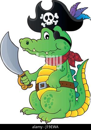 Krokodil Piratenthema 1 - eps10-Vektor-Illustration. Stock Vektor