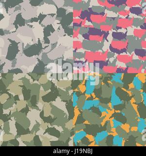 Satz von USA Form Camo nahtlose Muster. Bunte Amerika urban Camouflage. Vektor Stoff Textil print-Design. Stock Vektor