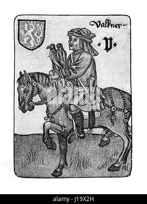 Deutscher Tarot XV Jahrhundert: der Falkner Stockfoto