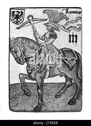 Deutscher Tarot XV Jahrhundert: der Läufer Stockfoto