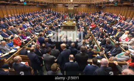 M/s während des Premierministers Fragen in das House Of Commons in London. Stockfoto