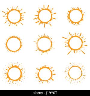 Orange Farbe Splash Sonne Symbole Stock Vektor