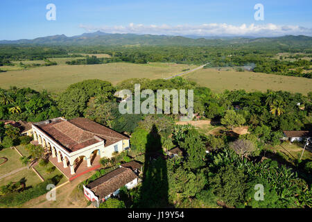 Blick vom Turm auf das Valle de Los Ingenios Tal auf die Zuckerplantage Stockfoto