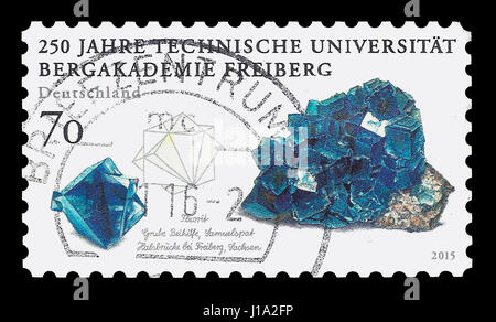 Briefmarke: Deutschland 2015, 250 Jahre Freiberger Universität der Bergbautechnik & Stockfoto