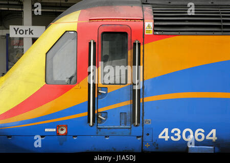 East Midlands Züge High Speed Train Lok 43064 am Bahnhof York, UK Stockfoto