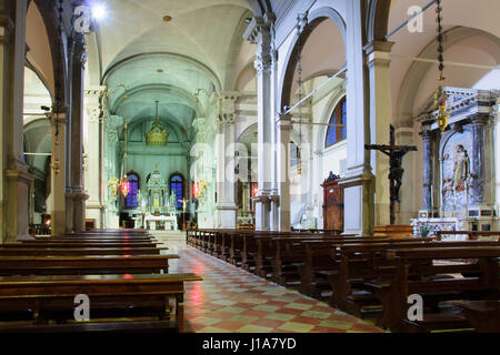 Venedig, Italien - 2. Februar 2015: Die Kirche von San Marino, in Burano, Venedig, Veneto, Italien Stockfoto