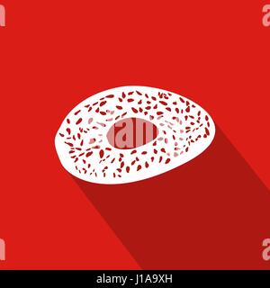 Sesam Cookie flache Symbol mit rotem Hintergrund, Vektor, Abbildung Stock Vektor