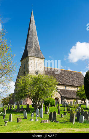 Die Pfarrei Kirche von St. Peter Ad Vincula in das Dorf Wisborough Green auf einer sonnigen Frühlingstagen Morgen, West Sussex, UK Stockfoto
