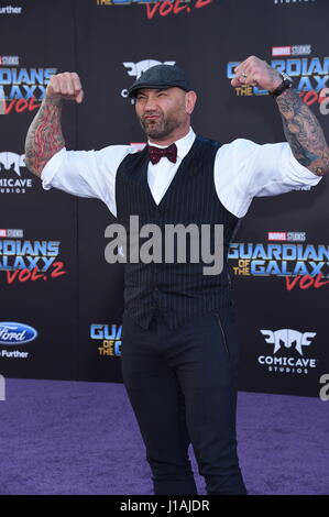 Los Angeles, Kalifornien, USA. 19. April 2017. Dave Bautista "Hüter des Galaxy Vol. 2", film Premiere, Ankünfte, Los Angeles, USA. 19. April 2017. Dolby Theater Photo Credit: James Smeal/Alamy Live-Nachrichten Stockfoto