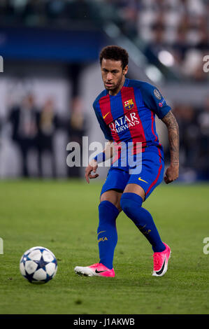 Turin, Italien. 11. April 2017. Neymar (Barcelona) Fußball: UEFA Champions League-Viertelfinale 1. Bein match zwischen Juventus 3-0 FC Barcelona bei Juventus Stadium in Turin, Italien. Bildnachweis: Maurizio Borsari/AFLO/Alamy Live-Nachrichten Stockfoto