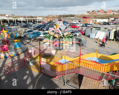 Blick vom Riesenrad auf Barry Island Pleasure Beach, South Wales. Barry Insel Big Wheel ist auch bekannt als Barry Eye. Stockfoto