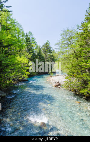Azusa Fluss in Kamikochi Nationalpark Nagano japan Stockfoto